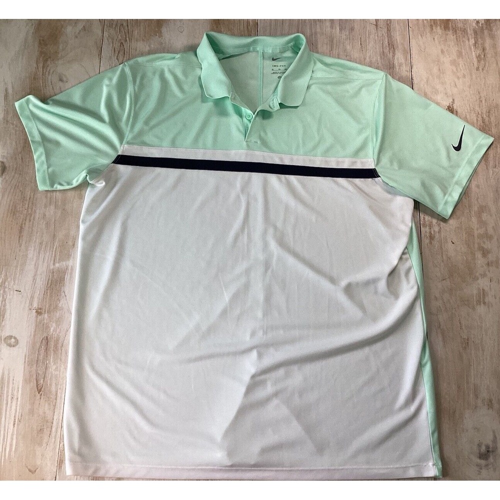 Nike Dry Fit Golf White And‎ Mint Active Wear Polo Men's XL